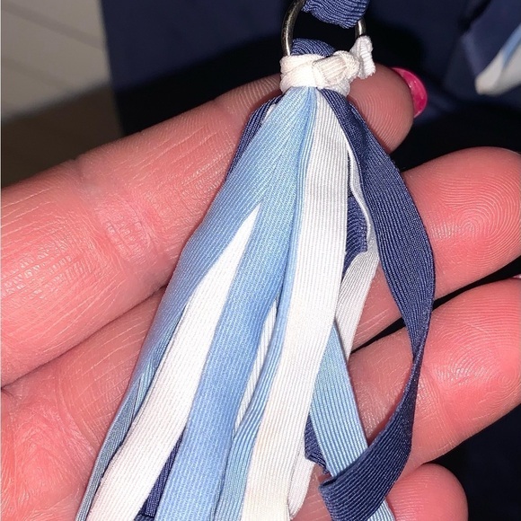 BECCA blue lattice and tassel plunging one piece swimsuit Large - Picture 9 of 9